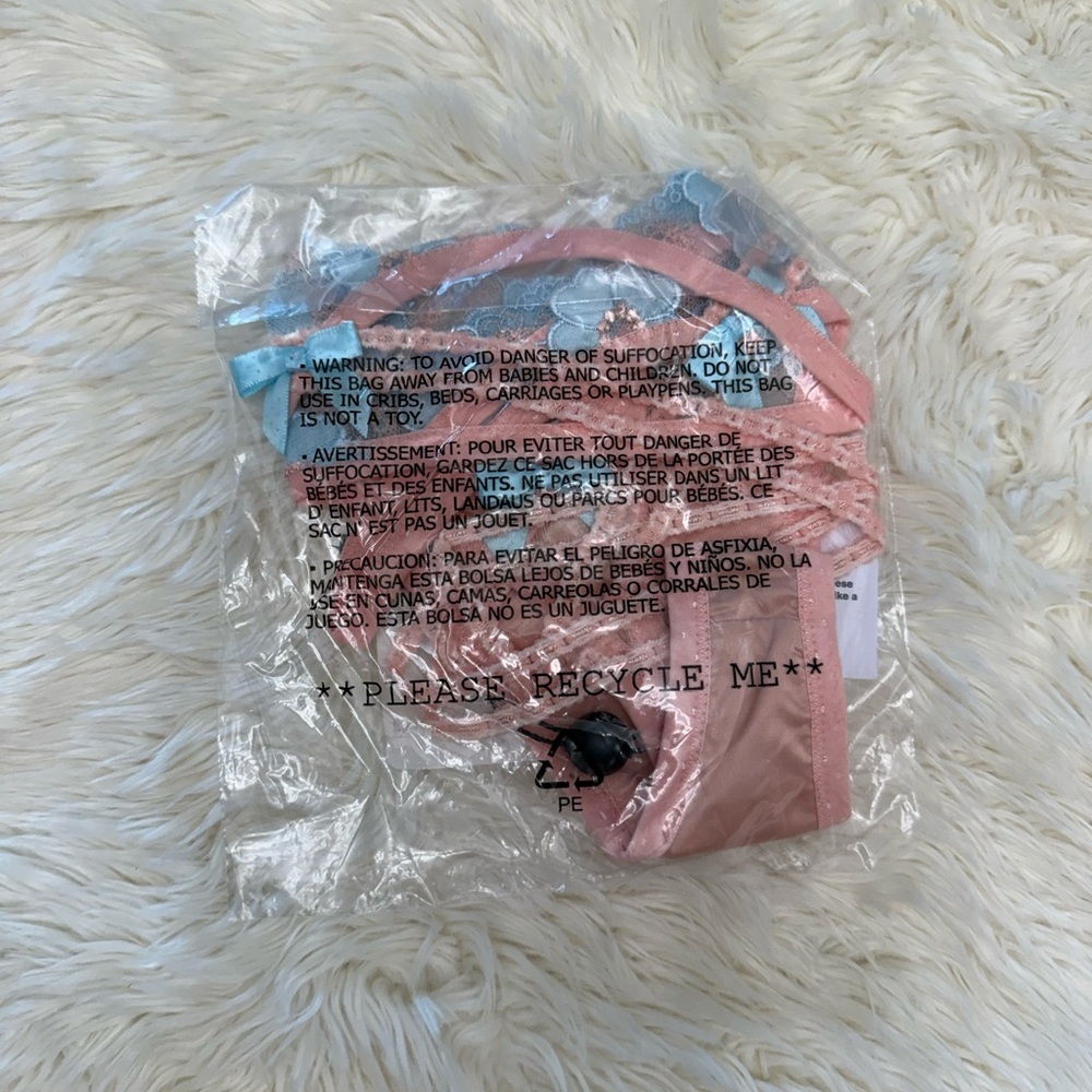 For Love And Lemons Aurora Pink and Blue Lace Panties - Picture 3 of 5